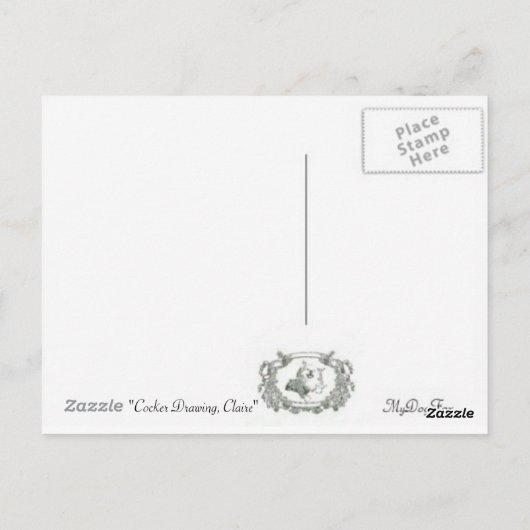 Cocker Drawing, Claire Briefkaart (Achterkant)
