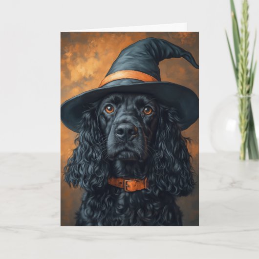 Cocker Heks Halloween Feestdagen Kaart (Voorkant)