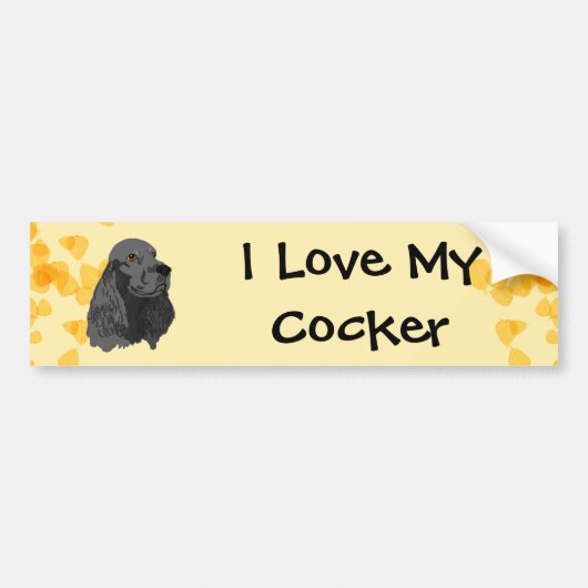 Cocker ~ Ik hou van mijn zwarte Cocker Bumpersticker (Voorkant)