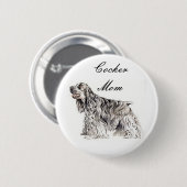 Cocker Moeder, Amerikaanse Cocker Spaniel Knop Ronde Button 5,7 Cm (Voorkant /achterkant)