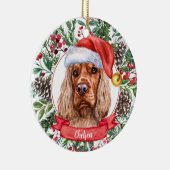 Cocker Spaniel Aangepast kerstkerstkerstfeest Keramisch Ornament (Rechts)