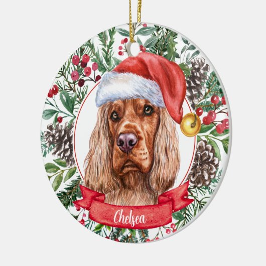 Cocker Spaniel Aangepast kerstkerstkerstfeest Keramisch Ornament (Links)