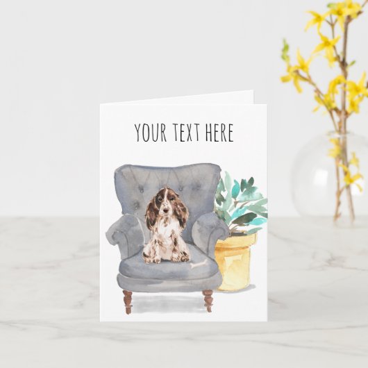 Cocker Spaniel - Aangepast Wenskaart Kaart (Gele Bloem)