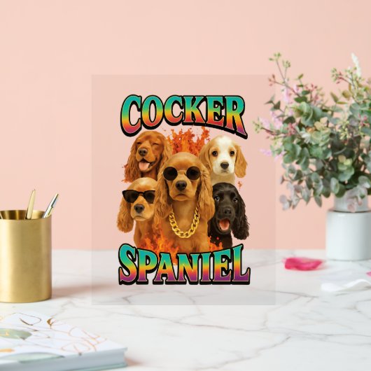 Cocker Spaniel Acryl Bord (Huwelijk)