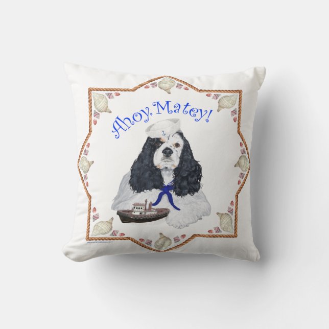 Cocker Spaniel Ahoy Matey Worpillow Kussen (Voorkant)