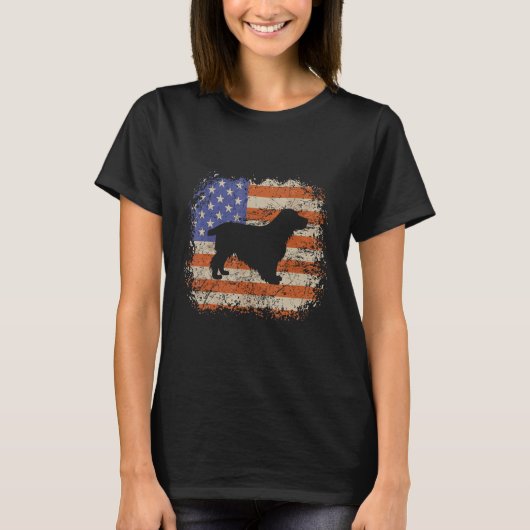 Cocker Spaniel American Flag USA Dog  Puppy US T-shirt (Voorkant)