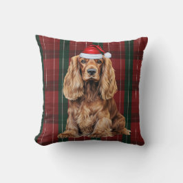 Cocker Spaniel and Seasonal Plaid Christmas Dog Kussen