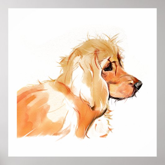 Cocker Spaniel Aquarel Schilderij, Wandschildering Poster (Voorkant)