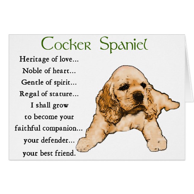 Cocker Spaniel Art Giften (Voorkant Horizontaal)