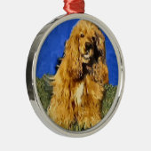 Cocker Spaniel Art Metalen Ornament (Rechts)