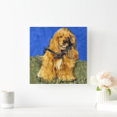 Cocker Spaniel Art Vierkante Klok (Huis)