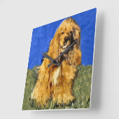 Cocker Spaniel Art Vierkante Klok (Hoek)
