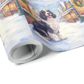 Cocker Spaniel Besneeuwd Dorp Kerst Kunst Cadeaupapier (Rol Hoek)