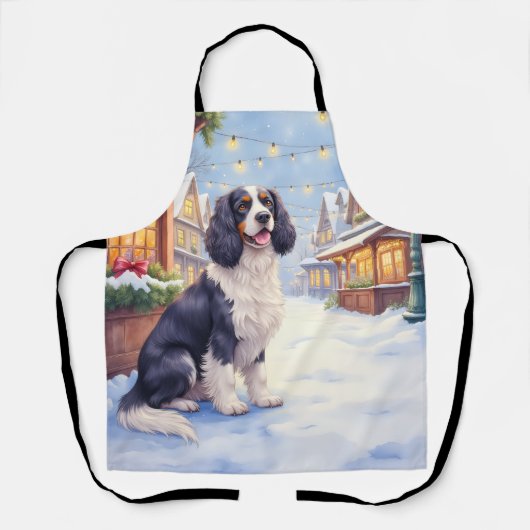 Cocker Spaniel Besneeuwd Dorp Kerst Kunst Schort (Voorkant)