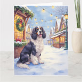 Cocker Spaniel Besneeuwd Dorps Christmas Kunst Kaart (Voorkant)