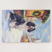 Cocker Spaniel Besneeuwd Dorps Christmas Kunst Legpuzzel (Horizontaal)