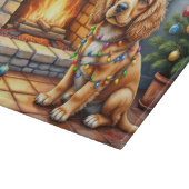 Cocker Spaniel bij de open haard met kerstverlicht Snijplank (Hoek)