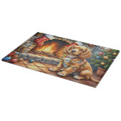 Cocker Spaniel bij de open haard met kerstverlicht Snijplank (Hoek)