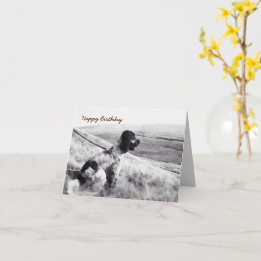 Cocker Spaniel Birthday Kaart (Gele Bloem)