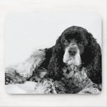 Cocker Spaniel Black en White Muismat