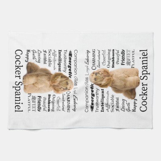 Cocker Spaniel brengt keukenhanddoek (Horizontaal)