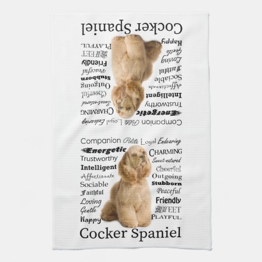 Cocker Spaniel brengt keukenhanddoek (Verticaal)