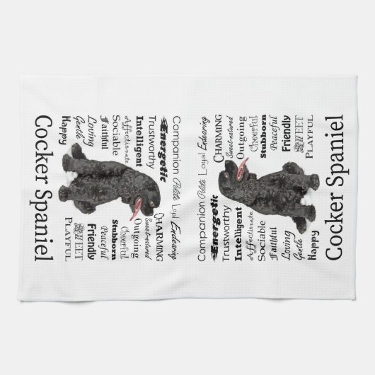 Cocker Spaniel brengt keukenhanddoek (Horizontaal)