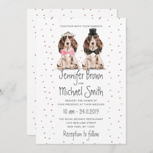 Cocker Spaniel bride groom valentijnen Weddenschap Kaart (Voorkant / Achterkant)