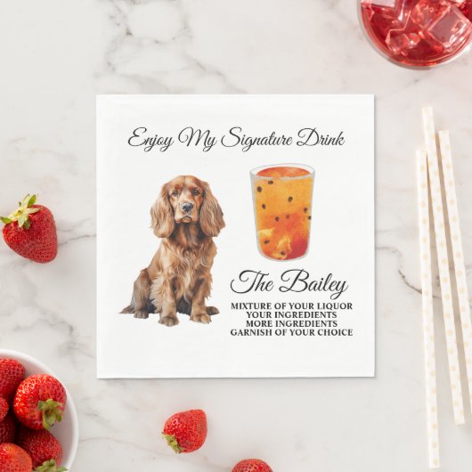 Cocker Spaniel Bruiloft Handtekening Drink Servet (Insitu)