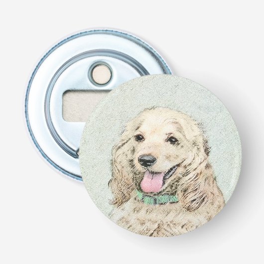 Cocker Spaniel Buff Schilderij - Originele Honden Button Flesopener (Voorkant)