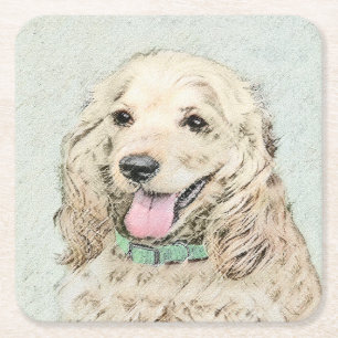 Cocker Spaniel Buff Schilderij - Originele Honden  Kartonnen Onderzetters