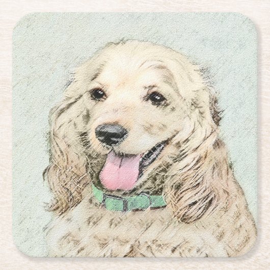 Cocker Spaniel Buff Schilderij - Originele Honden Kartonnen Onderzetters (Voorkant)
