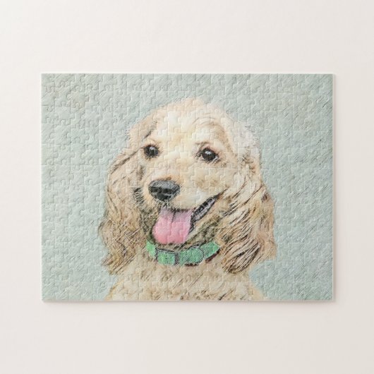 Cocker Spaniel Buff Schilderij - Originele Honden Legpuzzel (Horizontaal)