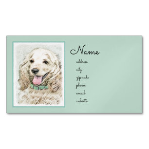 Cocker Spaniel Buff Schilderij - Originele Honden Magnetisch Visitekaartje