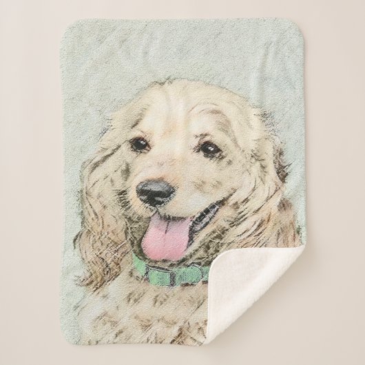 Cocker Spaniel Buff Schilderij - Originele Honden Sherpa Deken (Voorkant)