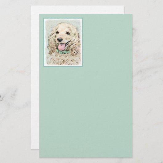 Cocker Spaniel Buff-schildering - Oorspronkelijke  Briefpapier (Voorkant / Achterkant)