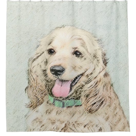 Cocker Spaniel Buff-schildering - Oorspronkelijke Douchegordijn (Voorkant)