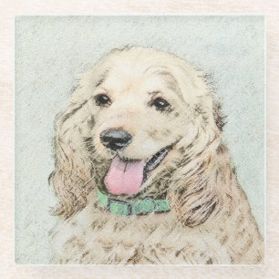 Cocker Spaniel Buff-schildering - Oorspronkelijke  Glazen Onderzetter