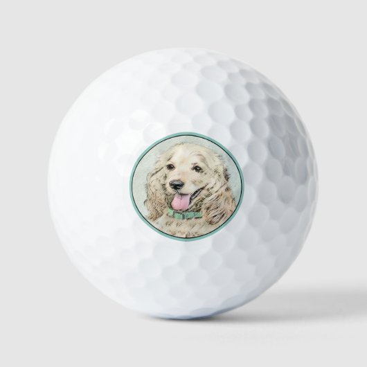 Cocker Spaniel Buff-schildering - Oorspronkelijke  Golfballen (Voorkant)