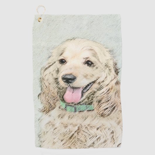 Cocker Spaniel Buff-schildering - Oorspronkelijke  Golfhanddoek (Voorkant)