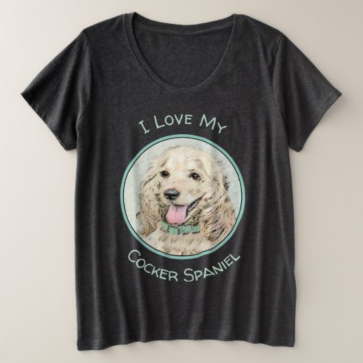 Cocker Spaniel Buff-schildering - Oorspronkelijke  Grote Maat T-shirt (Design voorkant)