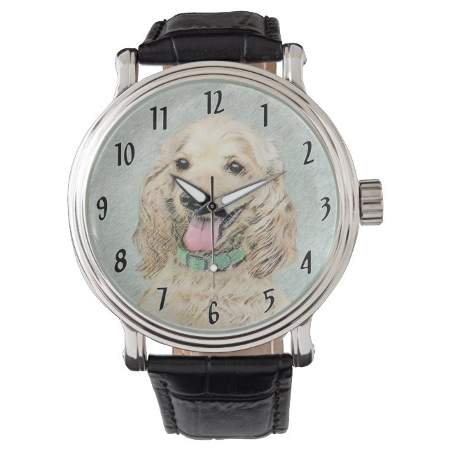 Cocker Spaniel Buff-schildering - Oorspronkelijke  Horloge (Voorkant)