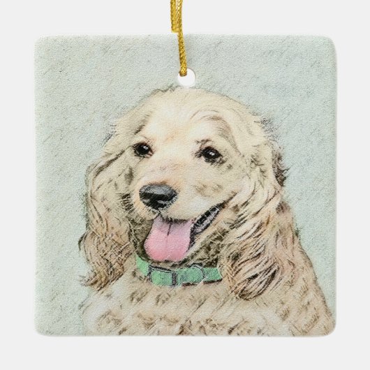 Cocker Spaniel Buff-schildering - Oorspronkelijke Keramisch Ornament (Voorkant)