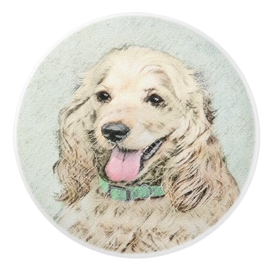 Cocker Spaniel Buff-schildering - Oorspronkelijke  Keramische Knop (Voorkant)