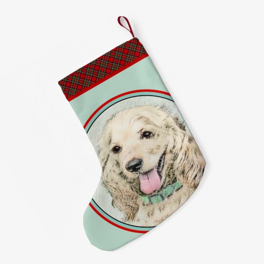 Cocker Spaniel Buff-schildering - Oorspronkelijke  Kleine Kerstsok (Achterkant (Hangend))