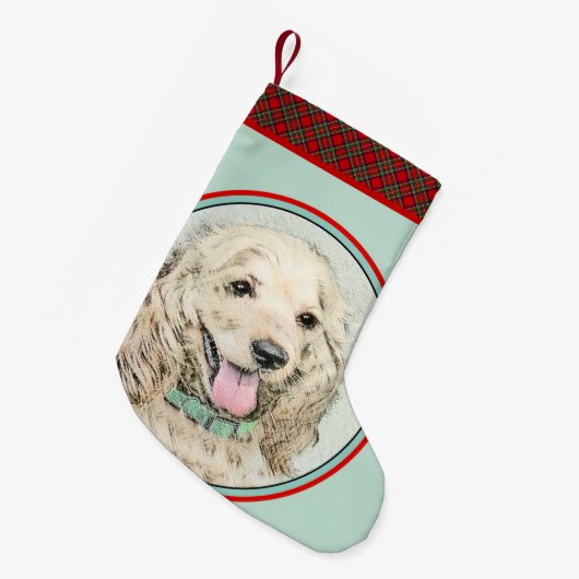 Cocker Spaniel Buff-schildering - Oorspronkelijke Kleine Kerstsok (Voorkant (Hangend))