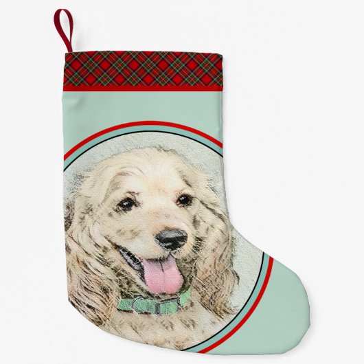 Cocker Spaniel Buff-schildering - Oorspronkelijke Kleine Kerstsok (Voorkant)
