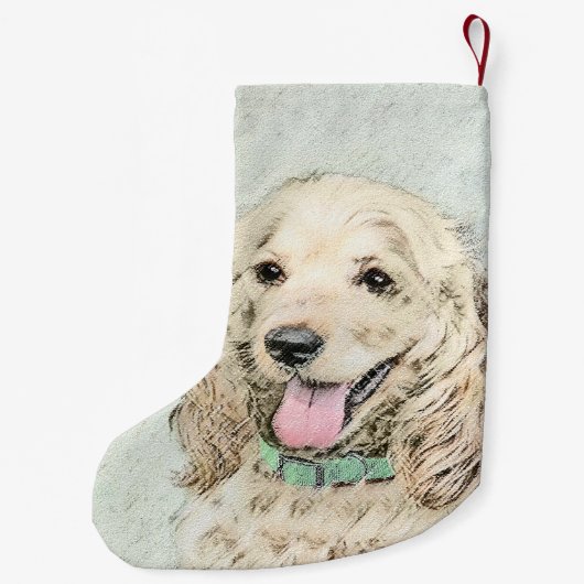 Cocker Spaniel Buff-schildering - Oorspronkelijke Kleine Kerstsok (Achterkant)