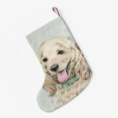 Cocker Spaniel Buff-schildering - Oorspronkelijke  Kleine Kerstsok (Achterkant (Hangend))