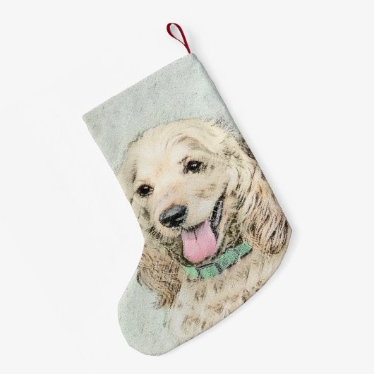 Cocker Spaniel Buff-schildering - Oorspronkelijke Kleine Kerstsok (Achterkant (Hangend))